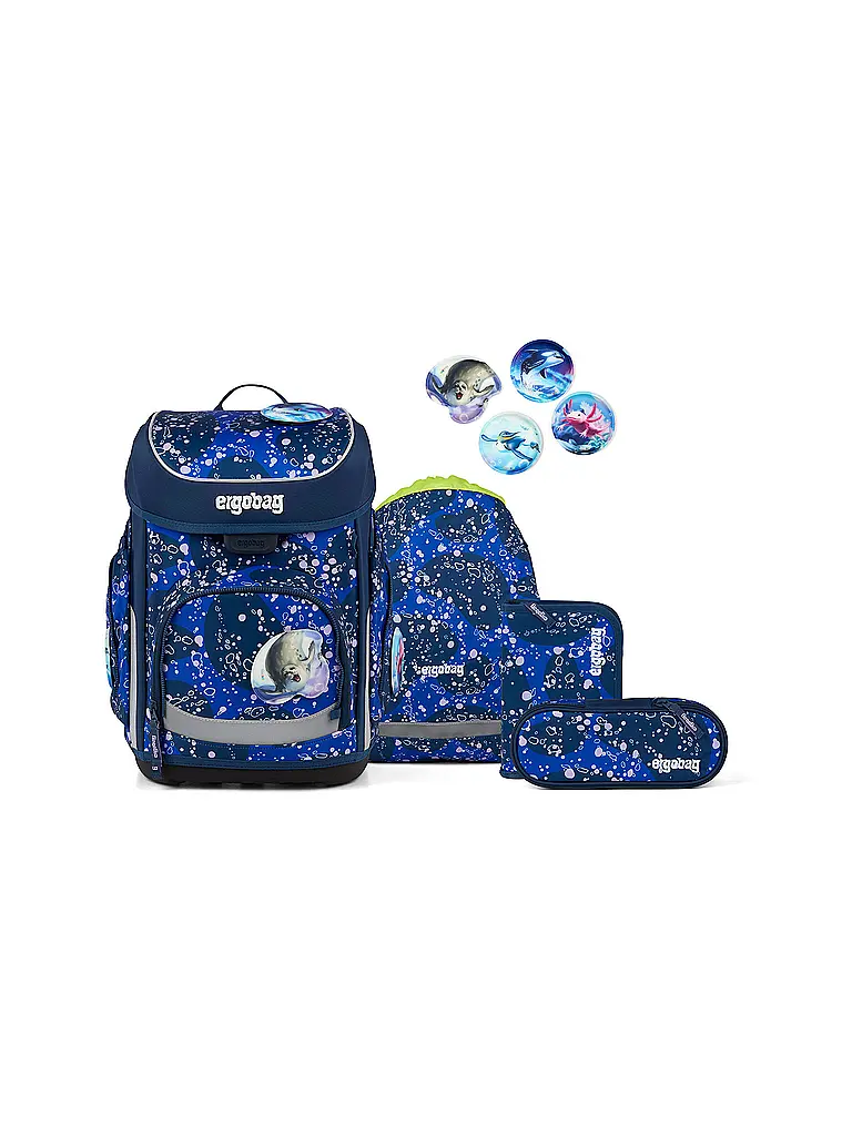 ERGOBAG | Set di zaini scolastici da 5 pezzi CUBO Abitanti dell'Oceano Orso | Lilla