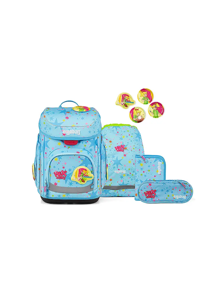 ERGOBAG | Set di zaini scolastici da 5 pezzi CUBO Bärhext | Blu chiaro