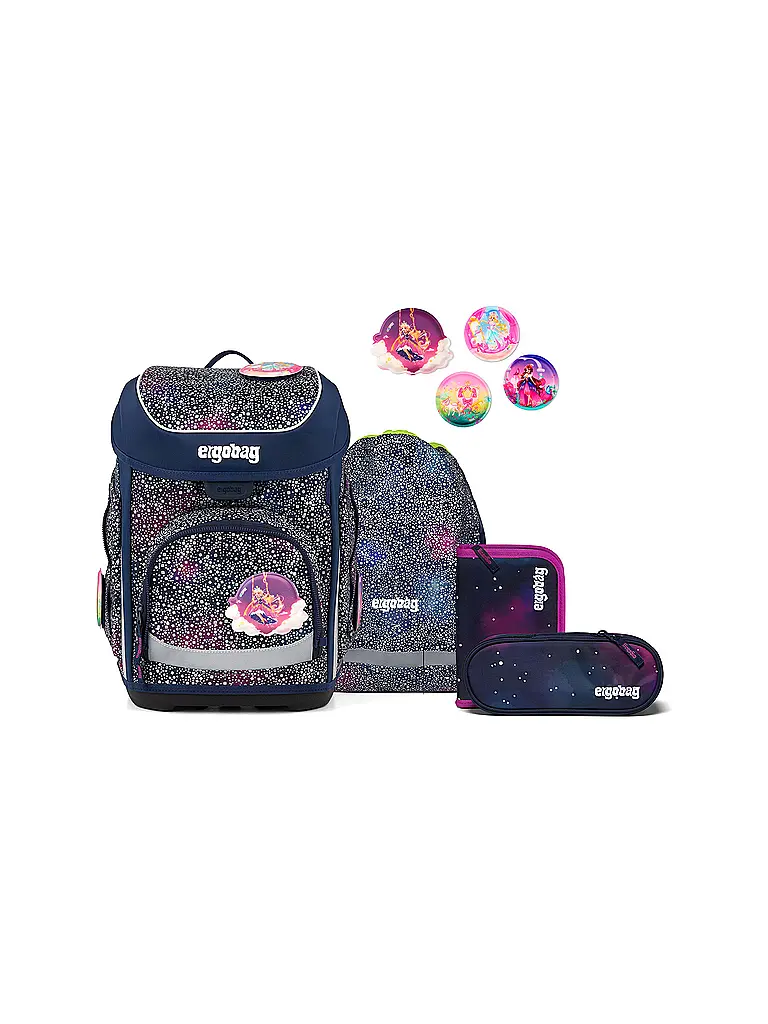 ERGOBAG | Set di zaini scolastici da 5 pezzi CUBO Bärlaxy | Blu scuro