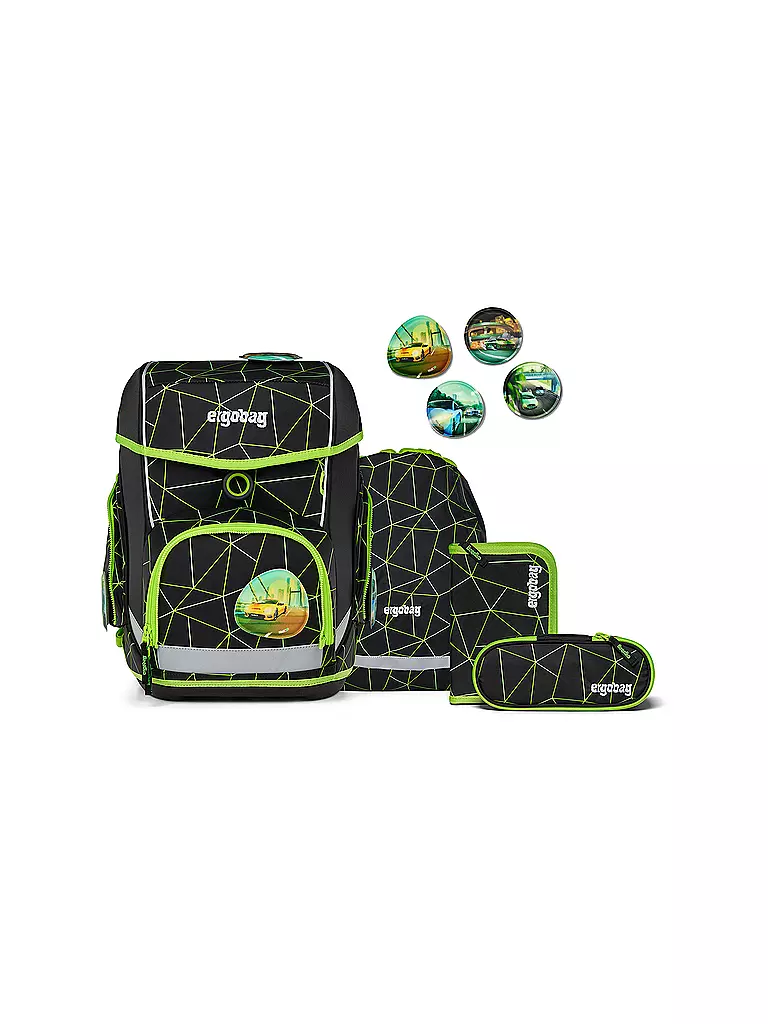ERGOBAG | Set di zaini scolastici da 5 pezzi CUBO CyBär Race | Nero