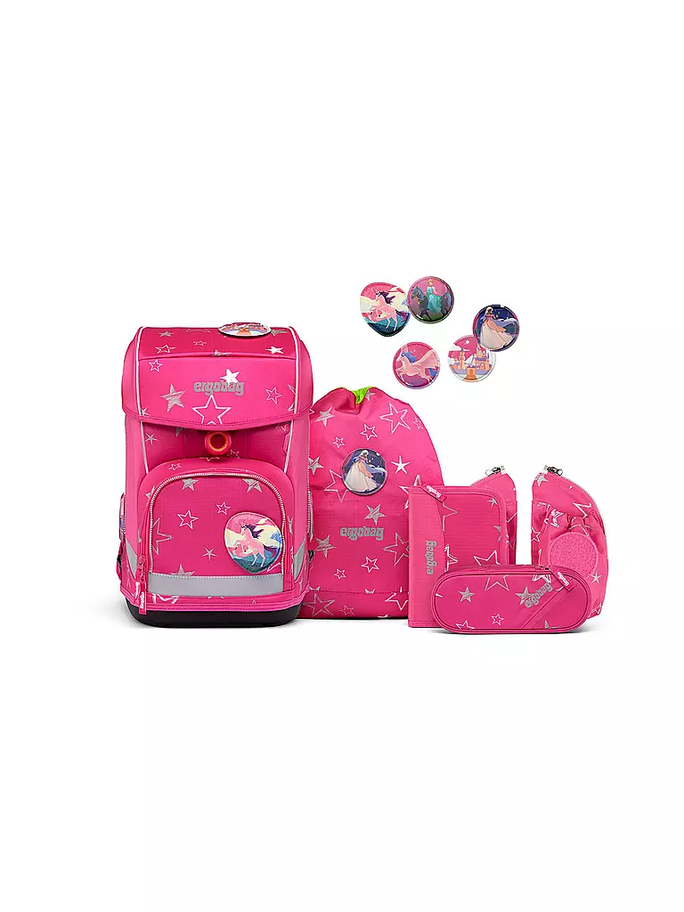 ERGOBAG | Set di zaini scolastici da 5 pezzi Cubo Light - SternzauBär | Fucsia