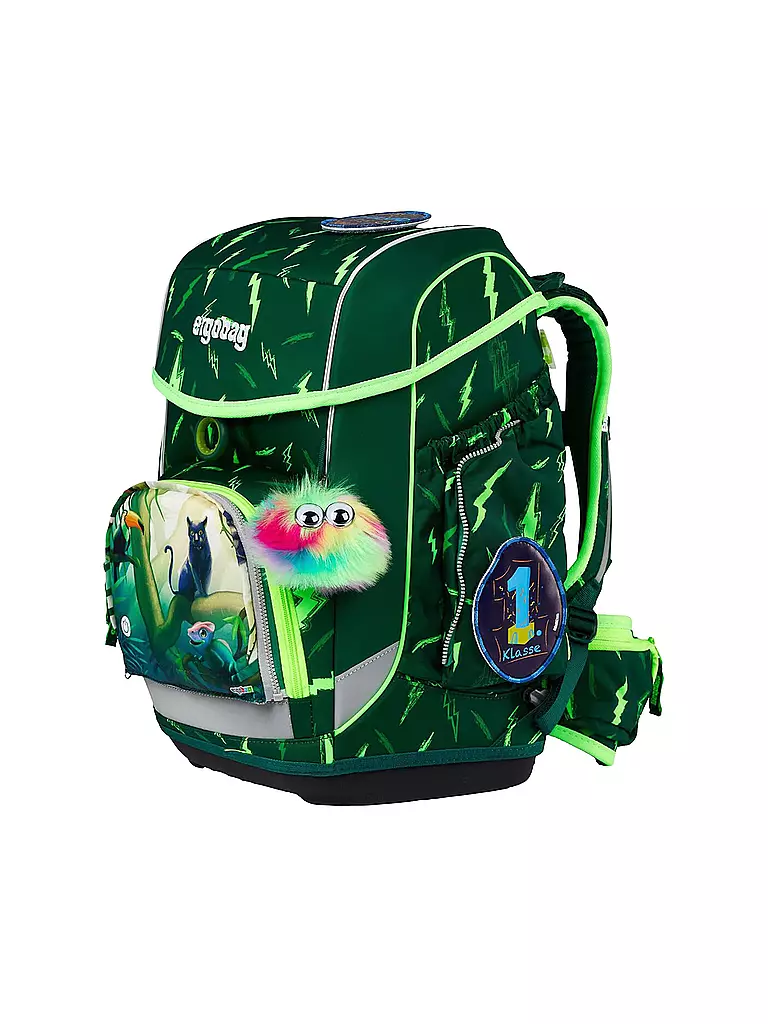 ERGOBAG | Set di zaini scolastici da 5 pezzi CUBO Lumi - Bärtastisch | Verde scuro