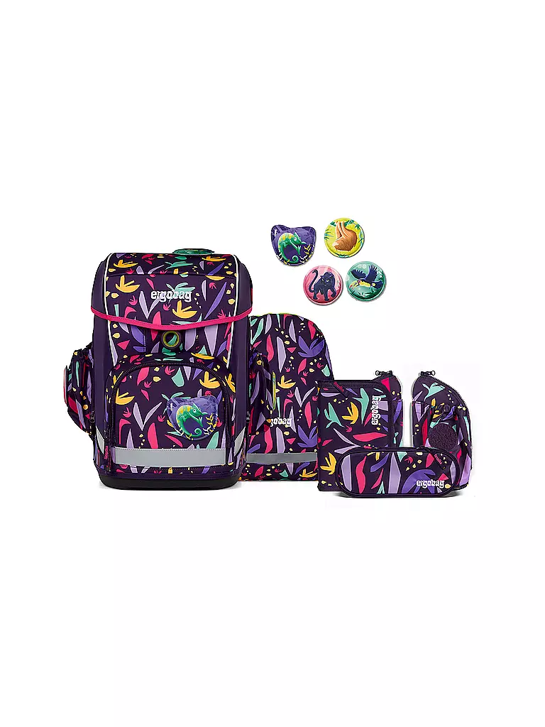 ERGOBAG | Set di zaino scolastico da 5 pezzi CUBO LIGHT AmBärzonas | Lilla