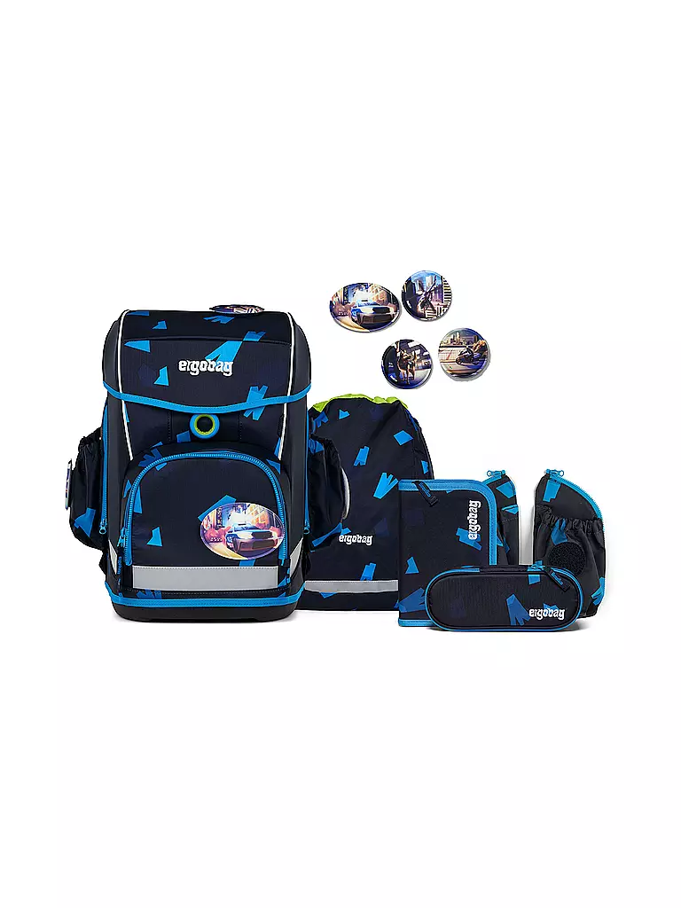ERGOBAG | Set zaino scolastico 5 pz. CUBO LIGHT VerfolgBäerjagd | Nero