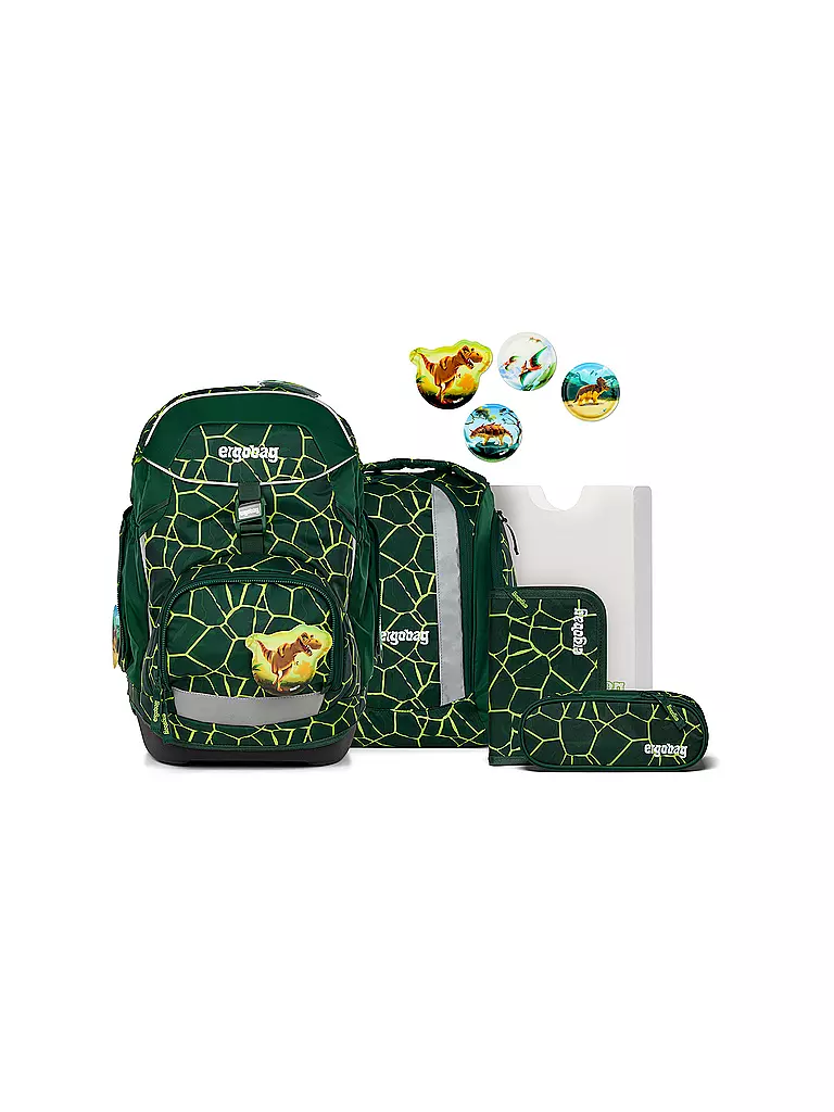 ERGOBAG | Set zaino scolastico da 6 pezzi Pack BärRex | Verde scuro