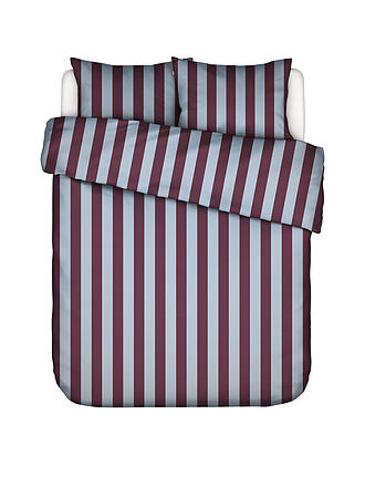 ESSENZA | Biancheria da letto in raso MINTE STRIPE 70x90/140x200cm Malva Vino/Azzurro Ghiaccio