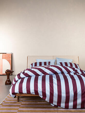 ESSENZA | Biancheria da letto in raso MINTE STRIPE 70x90/140x200cm Malva Vino/Azzurro Ghiaccio