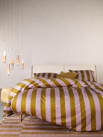 ESSENZA | Biancheria da letto in raso MINTE STRIPE 70x90/140x200cm Viola Chiaro/Oliva