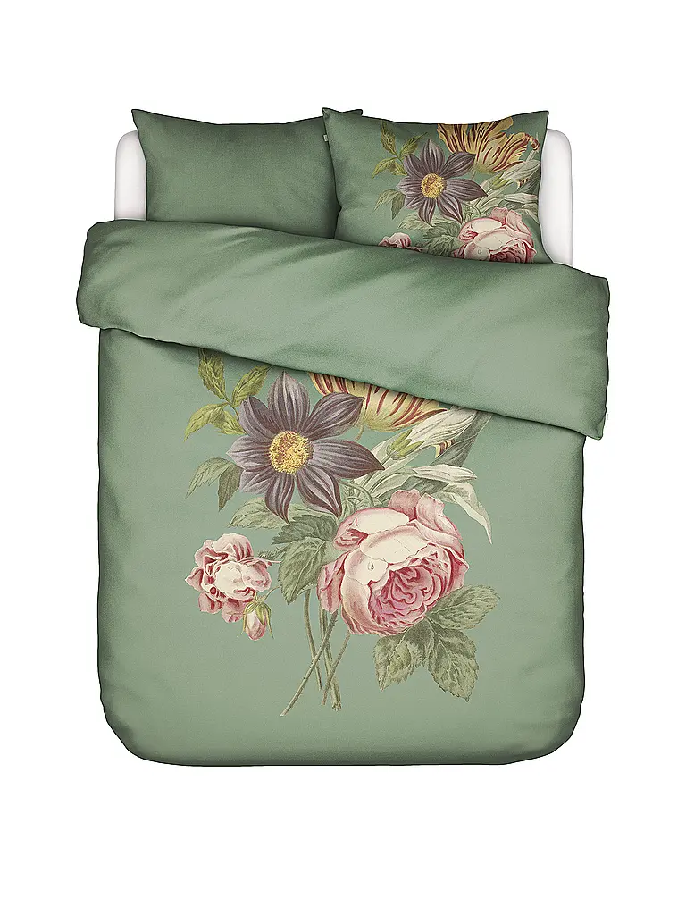 ESSENZA | Biancheria da letto in raso 2x 70x90cm / 140x200cm MADIA Verde Basilico | Oliva