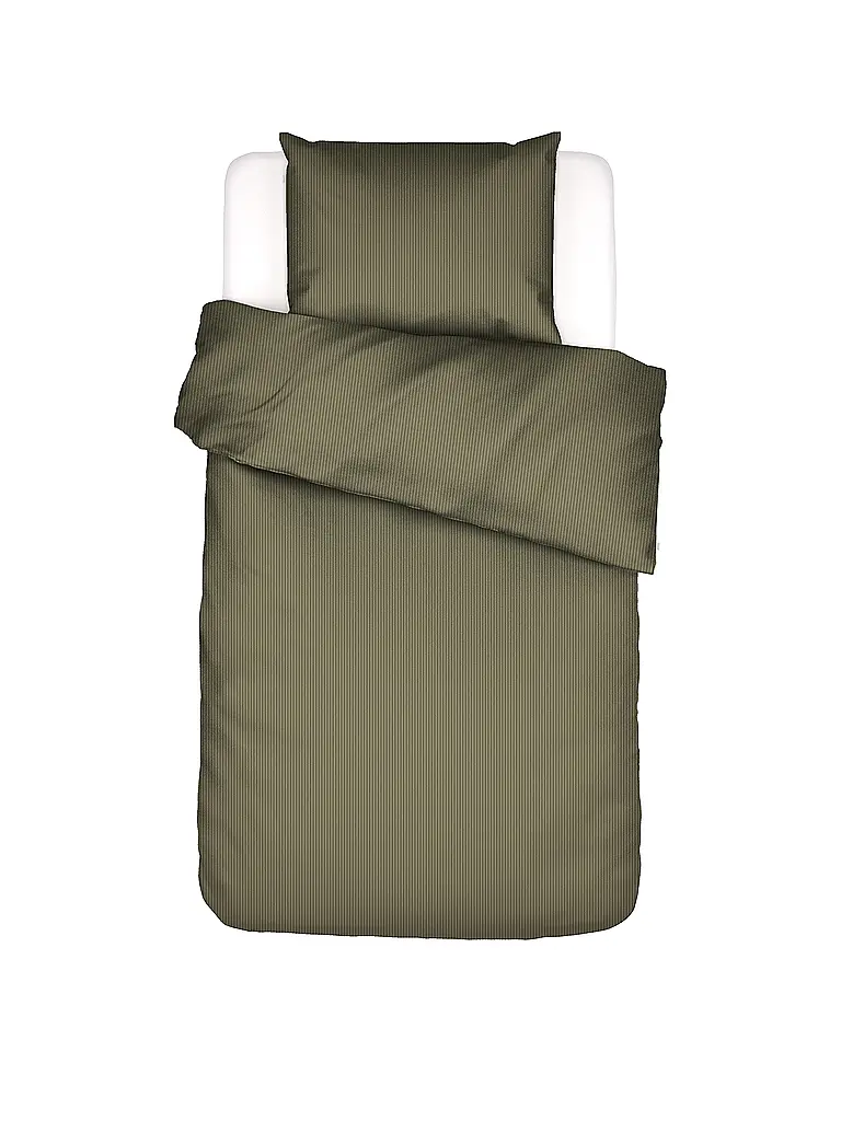 ESSENZA | Biancheria da letto in raso 70x90cm / 140x200cm COLETTA Moss | Oliva