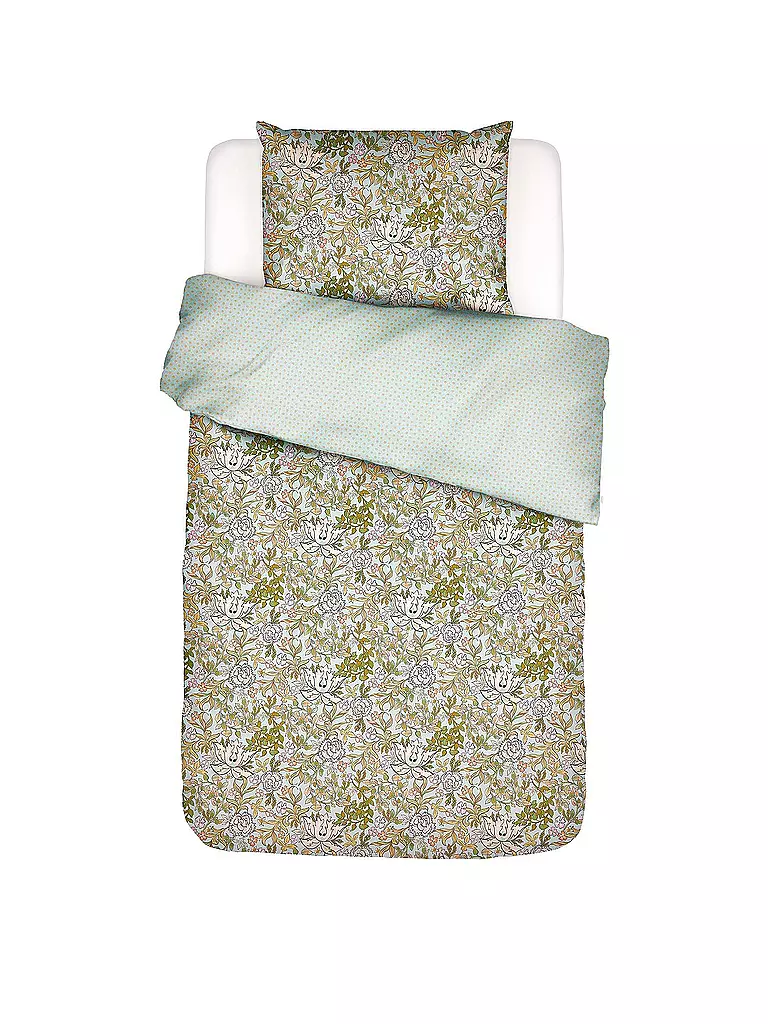 ESSENZA | Biancheria da letto in raso 70x90cm / 140x200cm Ophelia Hazy Blue | Verde chiaro