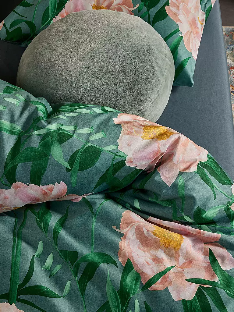 ESSENZA | Biancheria da letto in raso DOROTHEA 70x90cm/140x200cm Soft Teal | 