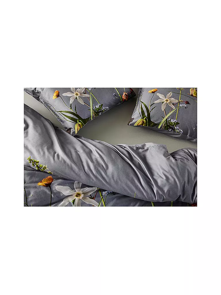 ESSENZA | Biancheria da letto in raso FABRICE 70x90cm/140x200cm Grigio | Grigio