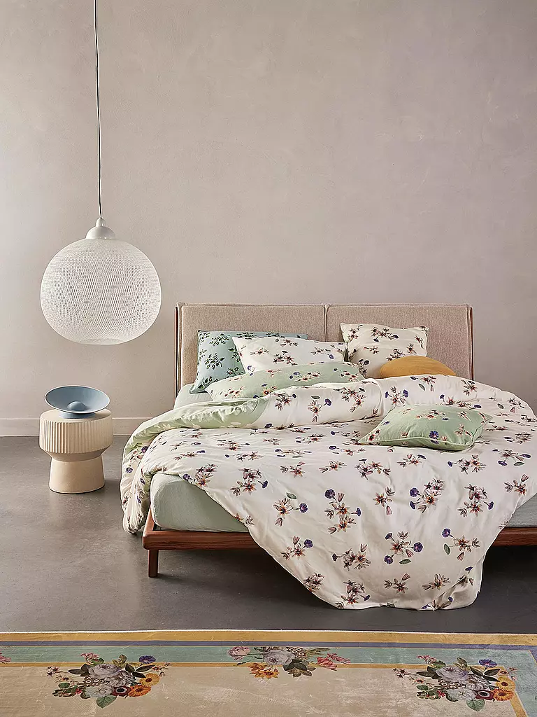 ESSENZA | Biancheria da letto in raso FIORA 70x90cm/140x200cm Vanilla | Beige