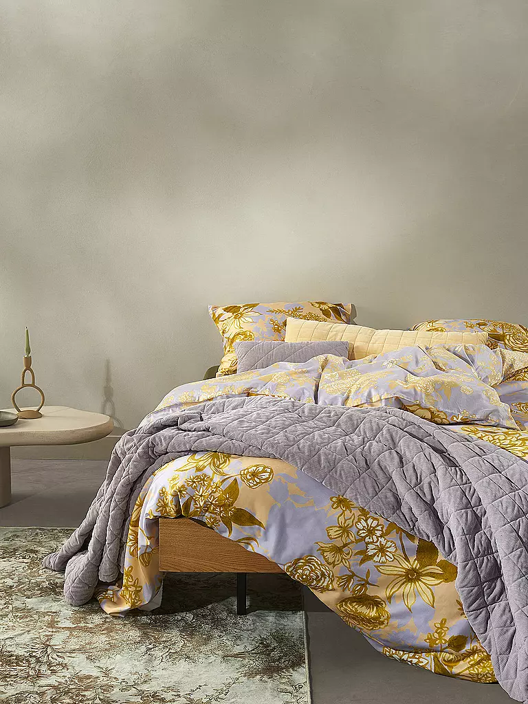 ESSENZA | Biancheria da letto in raso FLORE 70x90cm/140x200cm Yellow Straw | 