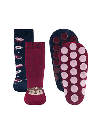 EWERS | Calzini antiscivolo per bambini, confezione da 2, bordeaux/blu marino