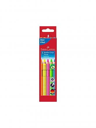 FABER-CASTELL | Jumbo Grip Neon Pastelli colorati 5 pezzi Astuccio in cartone