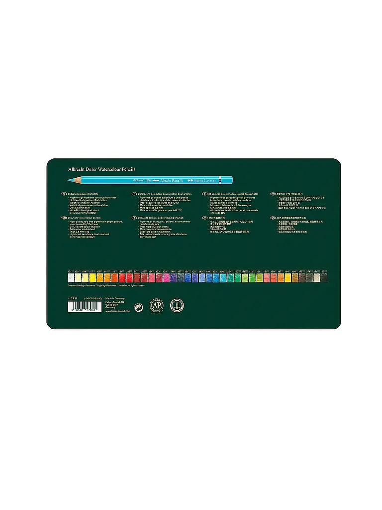 FABER-CASTELL | Albrecht Dürer Aquarellstift 36er Metalletui | Verde scuro
