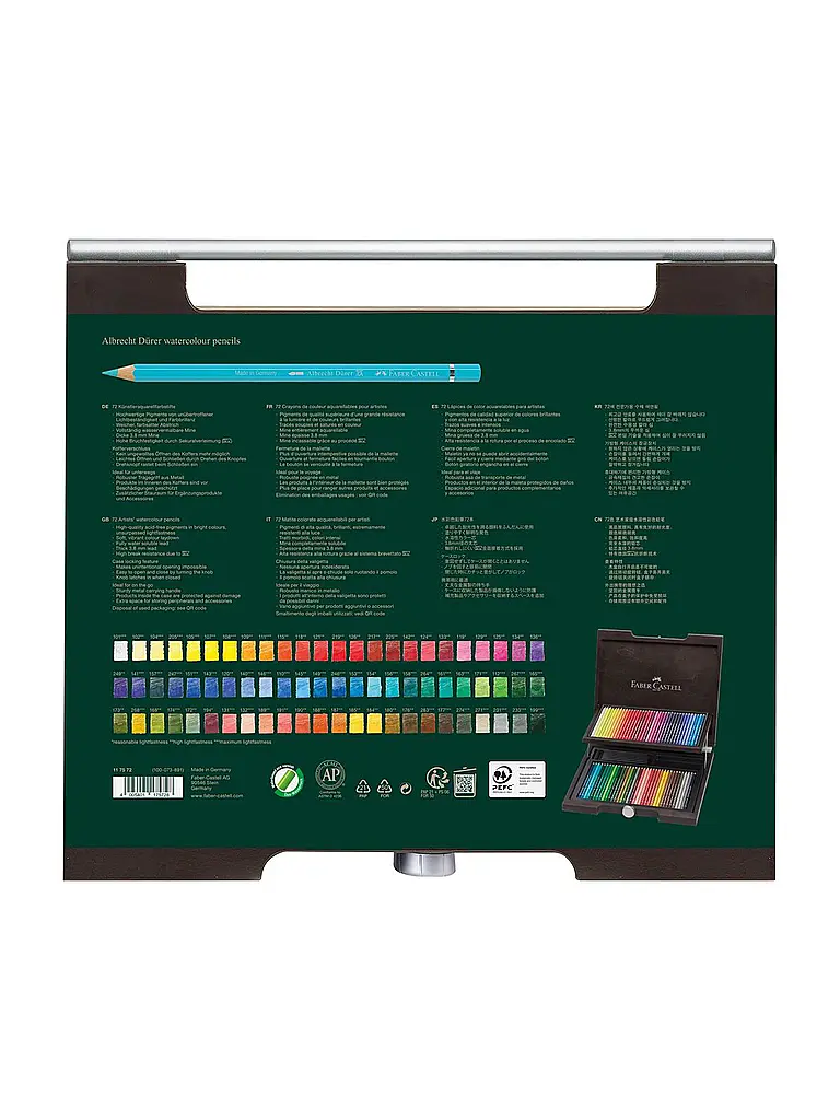 FABER-CASTELL | Albrecht Dürer Aquarellstift 72er Holzkoffer | Marrone