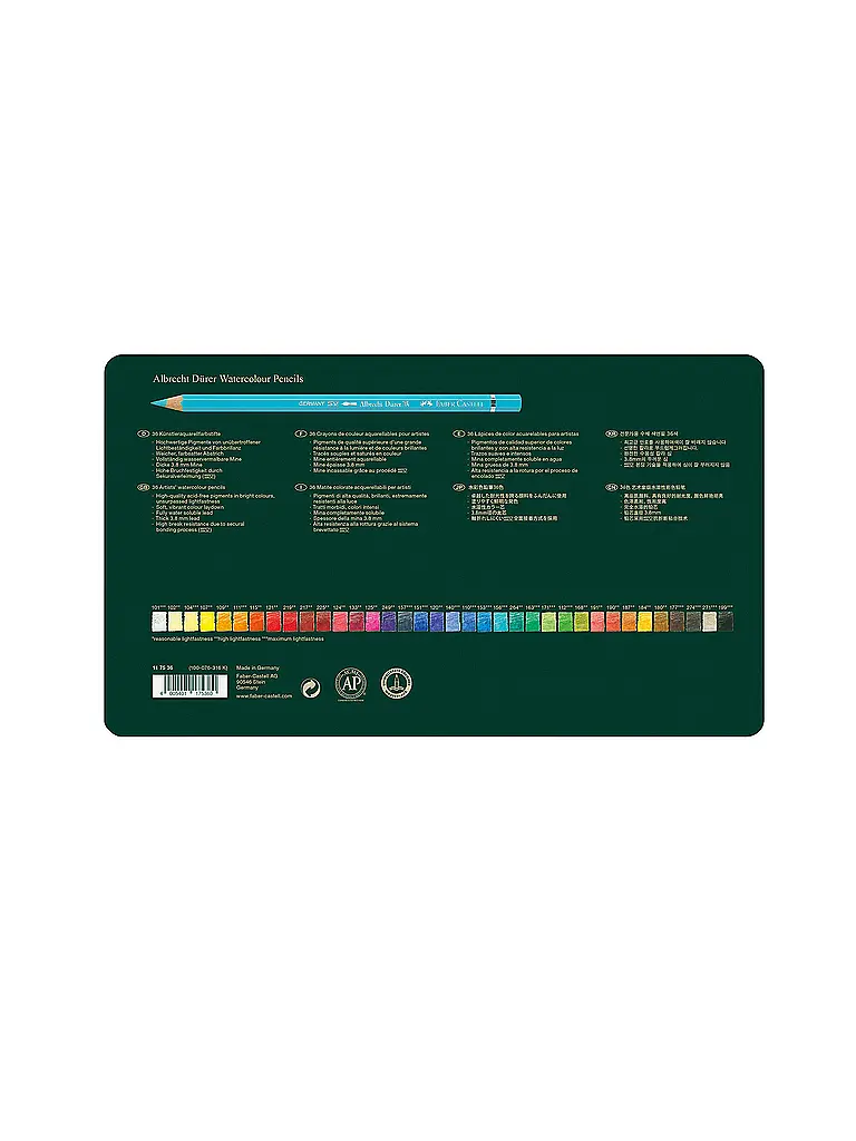 FABER-CASTELL | Albrecht Dürer Matite Acquerellabili 36 Pezzi Astuccio in Metallo | 