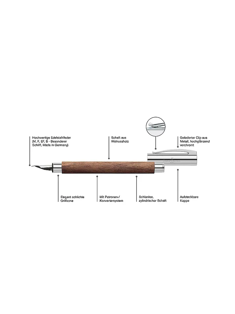 FABER-CASTELL | Ambition Noce Stilografica con Pennino F, Marrone | Marrone