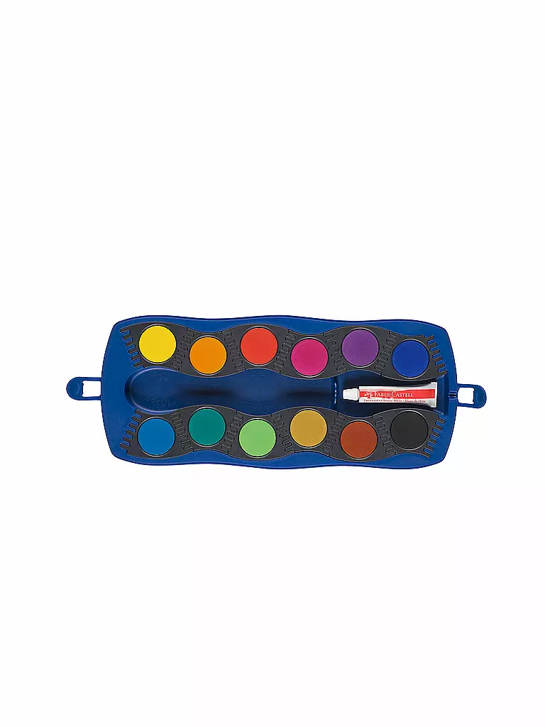 FABER-CASTELL | Connector Tavolozza di colori a tempera, blu, 12 colori più bianco coprente | Senza colore