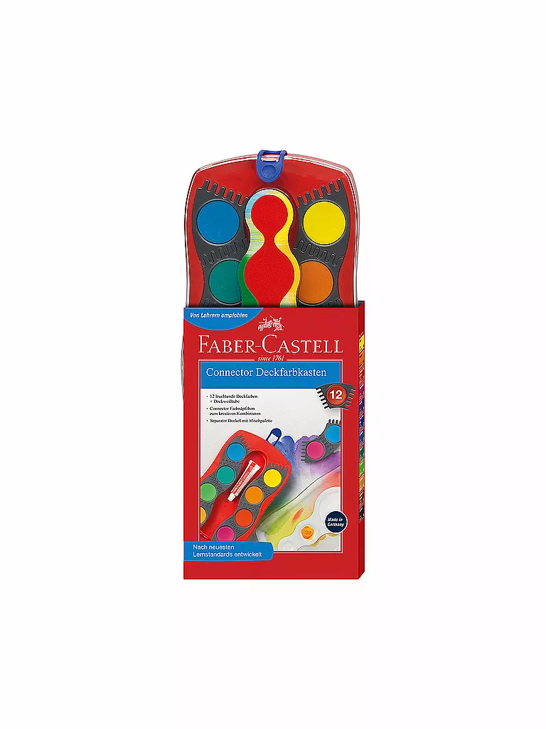 FABER-CASTELL | Connector Tavolozza di colori a tempera, rosso, 12 colori | Senza colore