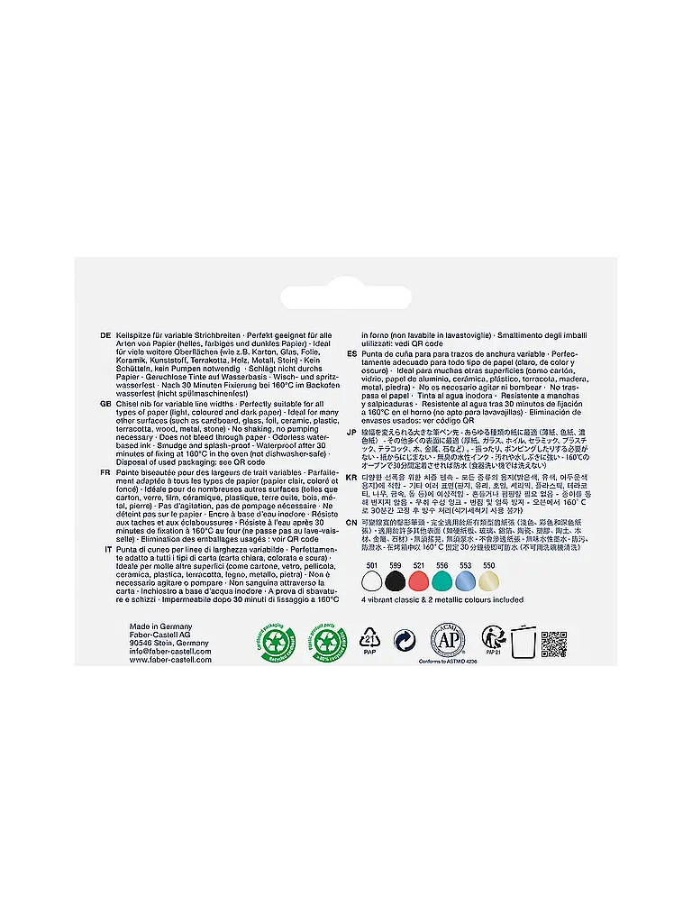 FABER-CASTELL | Gofa Pennarelli Creativi Set da 6 Calli | Multicolore