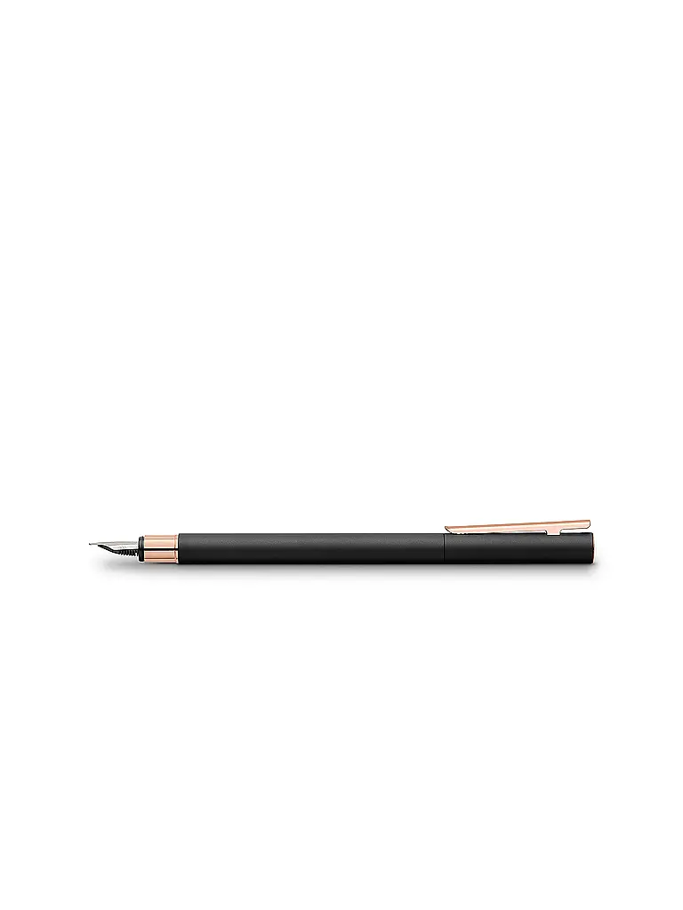 FABER-CASTELL | Neo Slim Penna stilografica in metallo, tratto M, nero con oro rosa | Nero