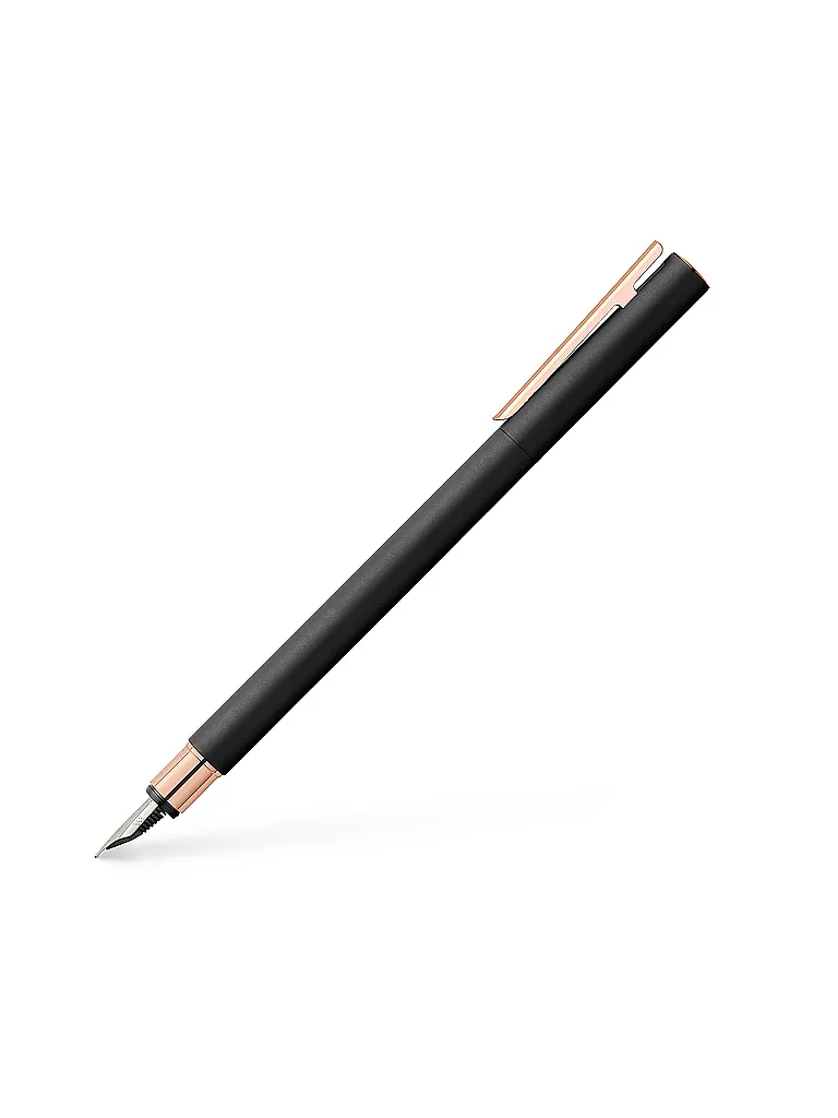 FABER-CASTELL | Neo Slim Penna stilografica in metallo, tratto M, nero con oro rosa | Nero