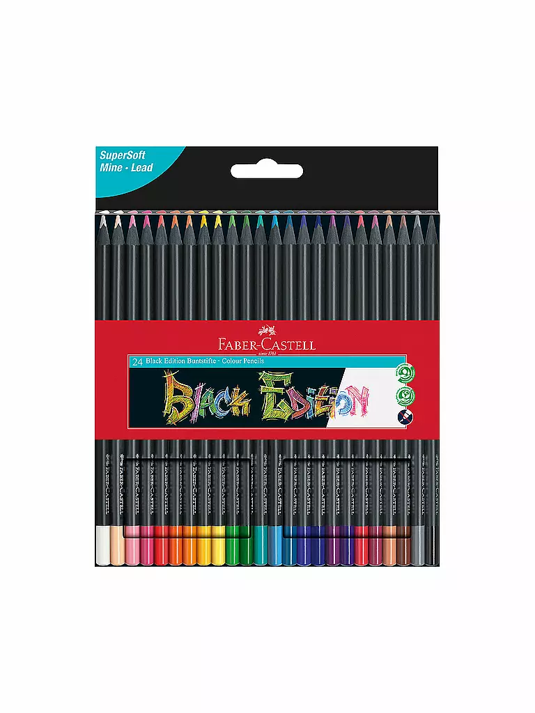 FABER-CASTELL | Pastelli colorati Black Edition, astuccio in cartone da 24 | Senza colore