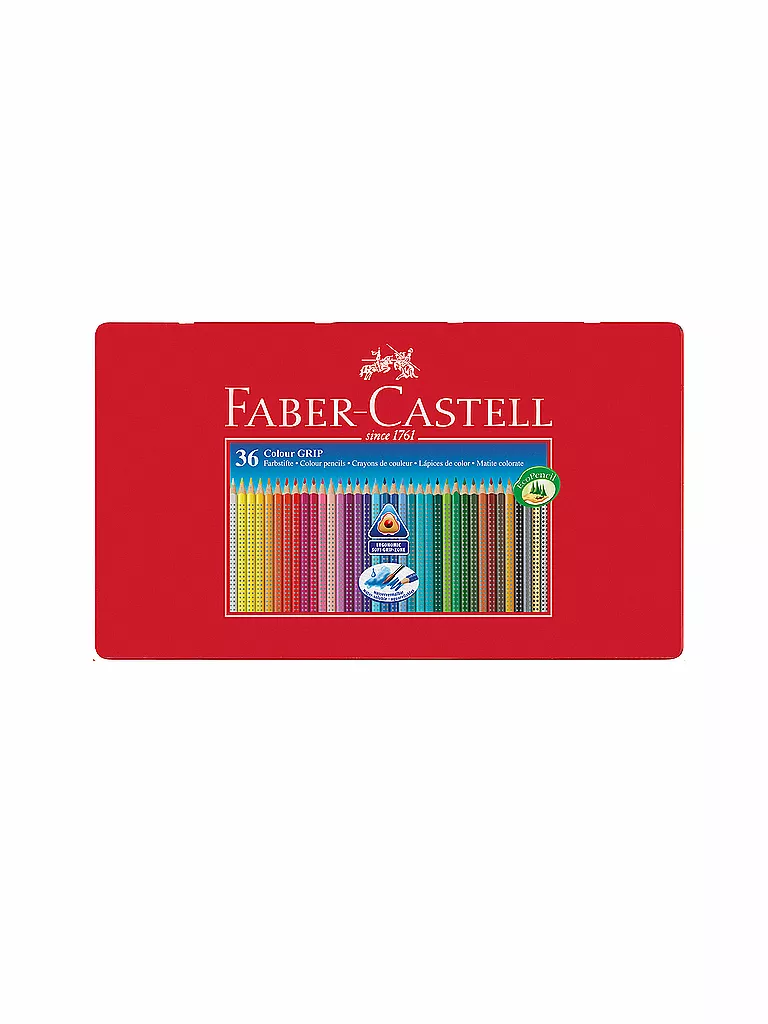 FABER-CASTELL | Pastelli Colour Grip, set da 36 in astuccio di metallo | Senza colore