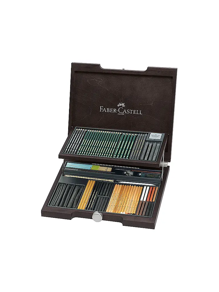 FABER-CASTELL | Pitt Monochrome - Valigetta in legno da 86 pezzi | Marrone
