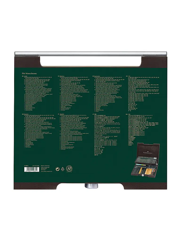 FABER-CASTELL | Pitt Monochrome - Valigetta in legno da 86 pezzi | Marrone