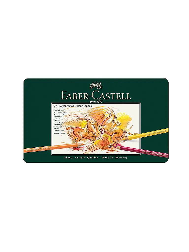 FABER-CASTELL | Polychromos Matite Colorate 36 pz. Astuccio in Metallo | Verde scuro