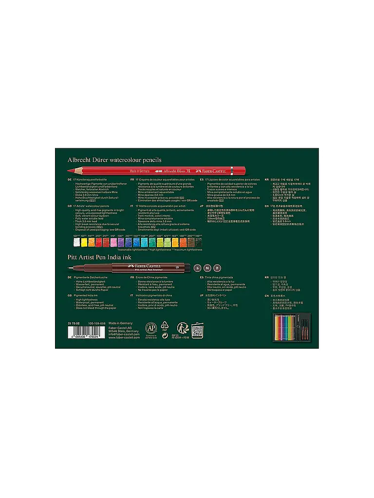 FABER-CASTELL | Set di pastelli 21 pz. PITT ARTIST PEN | Verde scuro