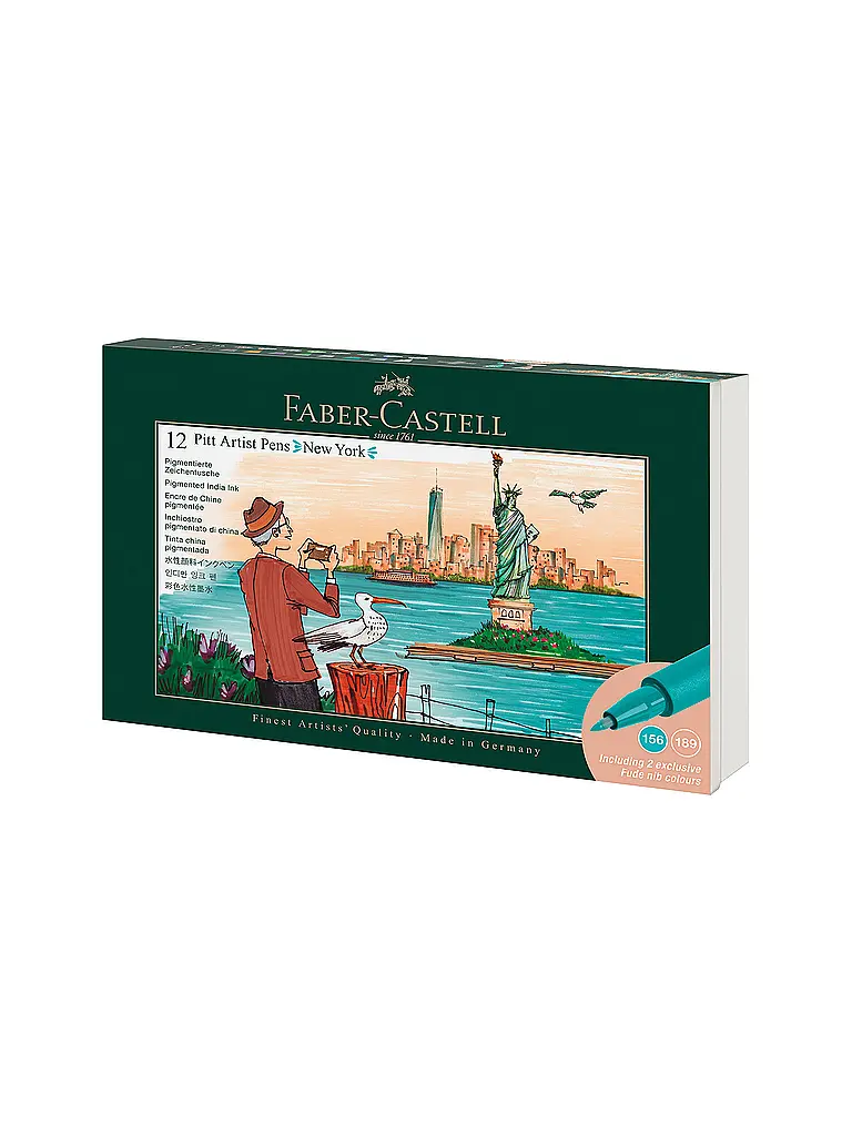 FABER-CASTELL | Set di pennarelli a inchiostro di china da 12 pezzi Pitt Artist Pen | 