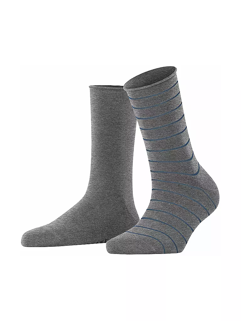 FALKE | Calzini sneaker Happy Stripe, confezione da 2, grigio chiaro mel. | Grigio