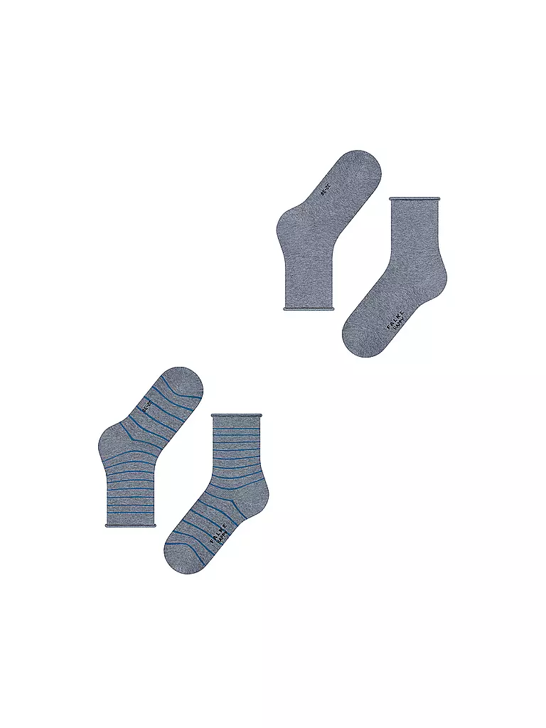FALKE | Calzini sneaker Happy Stripe, confezione da 2, grigio chiaro mel. | Grigio