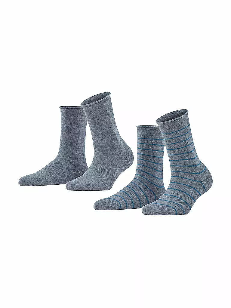 FALKE | Calzini sneaker Happy Stripe, confezione da 2, grigio chiaro mel. | Grigio