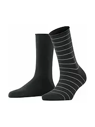 FALKE | Calzini sneaker Happy Stripe confezione da 2 nero | Nero