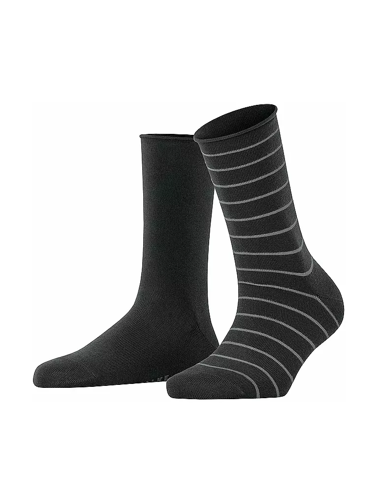 FALKE | Calzini sneaker Happy Stripe confezione da 2 nero | Nero