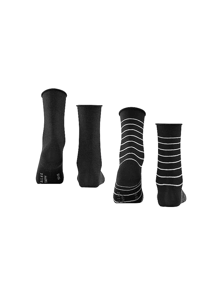 FALKE | Calzini sneaker Happy Stripe confezione da 2 nero | Nero