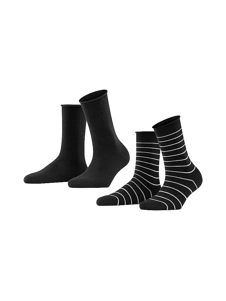 FALKE | Calzini sneaker Happy Stripe confezione da 2 nero | Nero