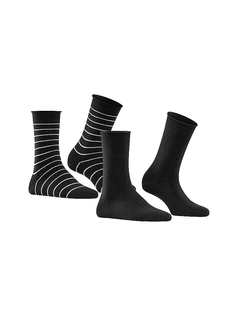 FALKE | Calzini sneaker Happy Stripe confezione da 2 nero | Nero