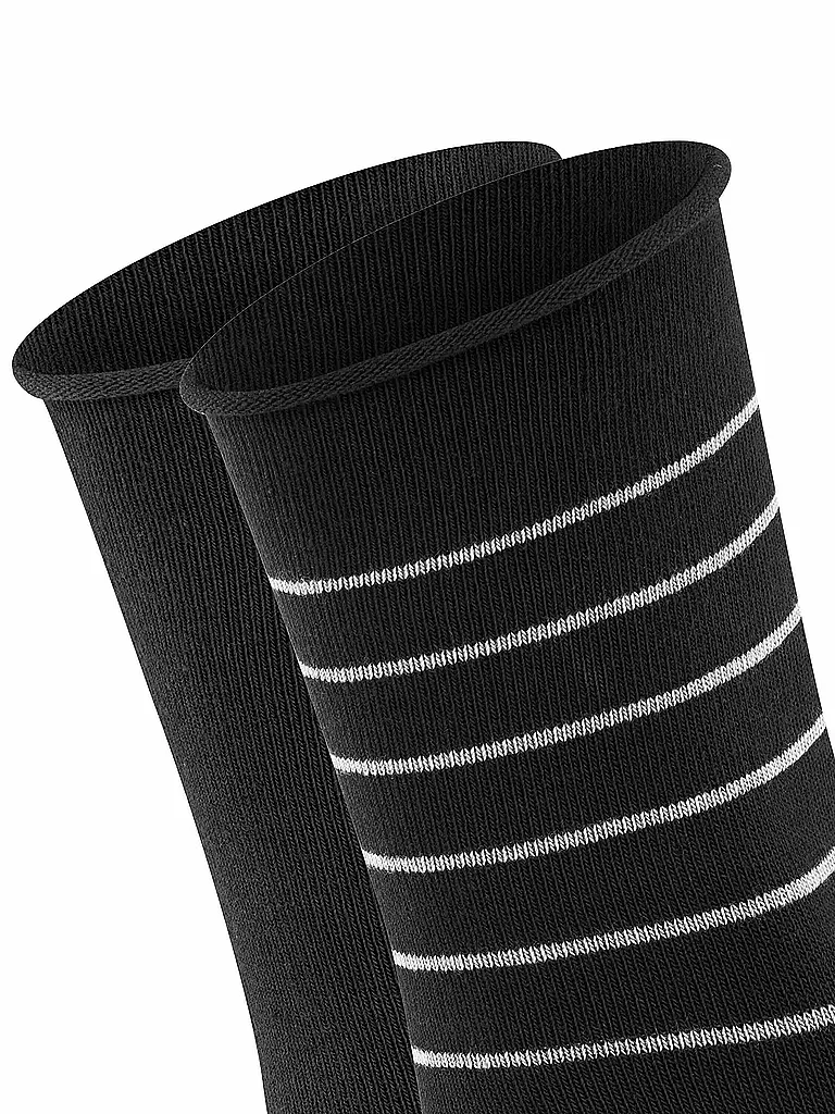 FALKE | Calzini sneaker Happy Stripe confezione da 2 nero | Nero