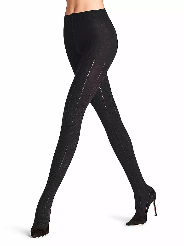FALKE | Strickstrumpfhose NEEDLEPOINT black | Nero