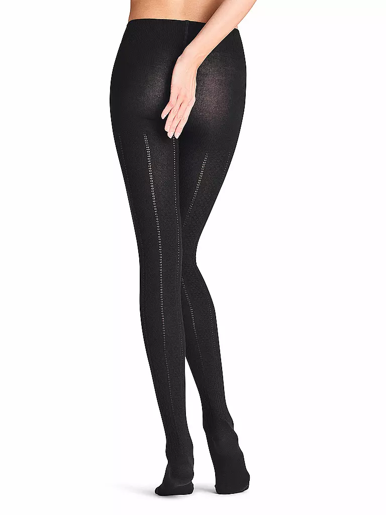 FALKE | Strickstrumpfhose NEEDLEPOINT black | Nero