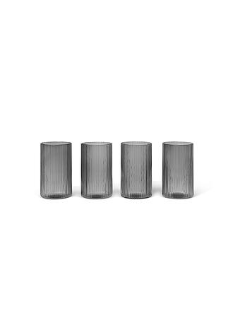 FERM LIVING | Set di 4 bicchieri RIPPLE Grigio Fumo
