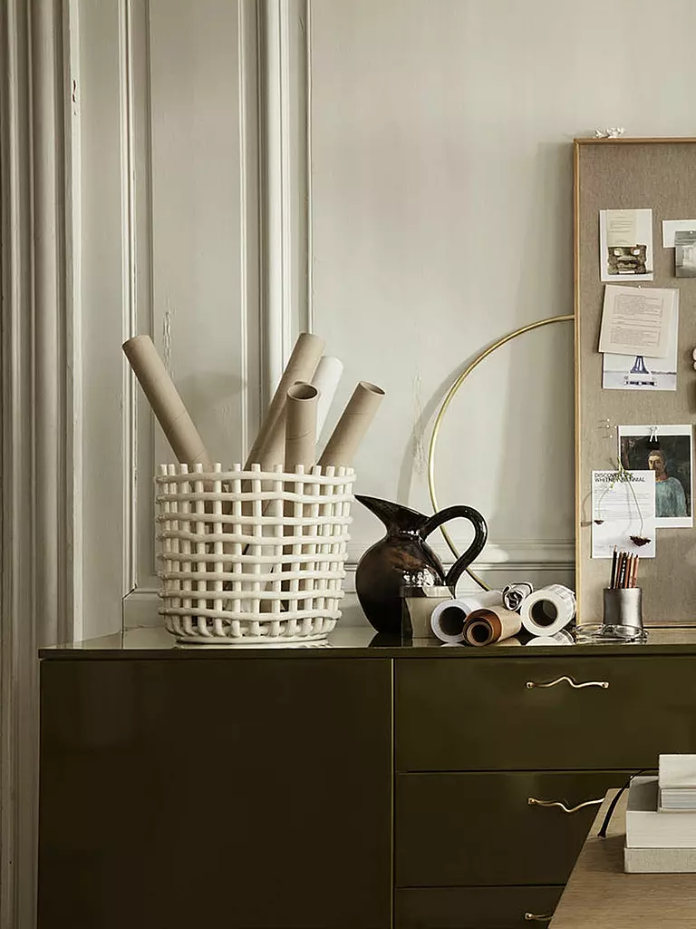 FERM LIVING | Cesto portaoggetti in ceramica grande bianco sporco | Bianco